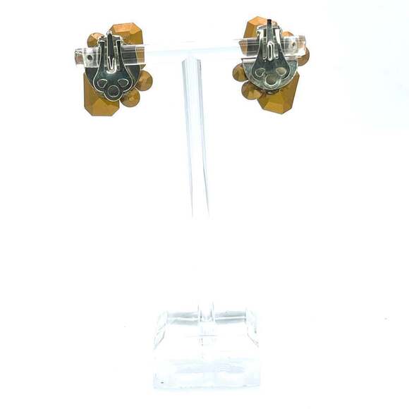 E165 | Clip-On Blue and Clear Gem Earrings - Picture 3 of 3